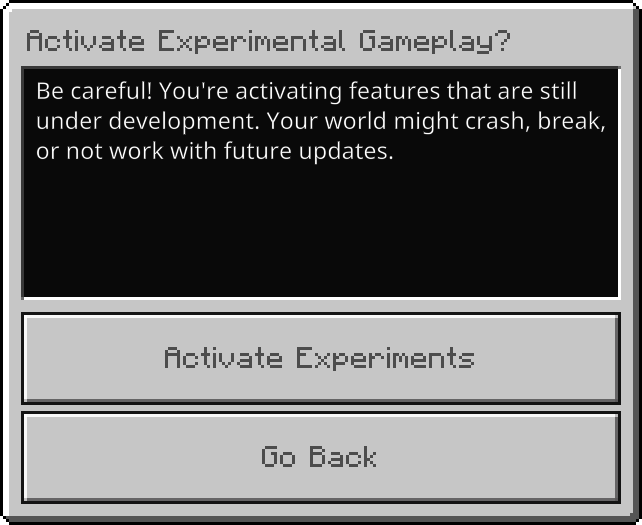 Experimental Gameplay – Minecraft Wiki