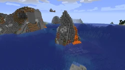 Lava spring flowing to the ocean.