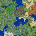 A map wall on Bedrock Edition, showing large areas of biome colors for each biome.