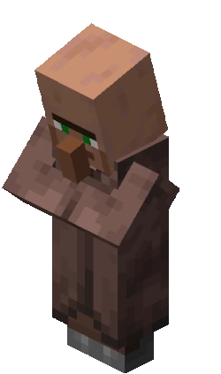 Clicking use on an unemployed villager in Java Edition causes it to grunt and bobble their head.