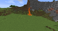 Lava setting fire to grass.