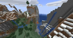 Numerous water springs and lava spring generated together in windswept hills biome.