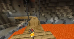Aglomerado de minério de diamante perto da lava.