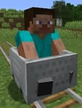 Player in minecart.
