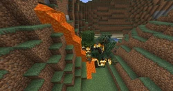 Un incendio naturale innescato da lava che scorre in un albero.