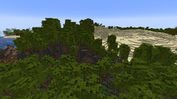 Minecraft seed: Mangrove swamp, jungle and mutated savanna close