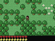 The player walking through a forest.