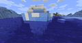 Naturally generated blue ice as seen in a snowy iceberg.