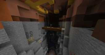 Badlands mineshaft bridge generated over a ravine.