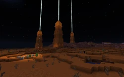Towers built from red sandstone.