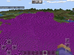 Missing texture blocks seen in a custom biome in Bedrock edition 1.17.2 Hotfix (iOS).