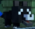 Blocco, a uniquely colored wolf featured in Minecraft Story Mode.