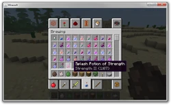 Dinnerbone searching for potions in the inventory.
