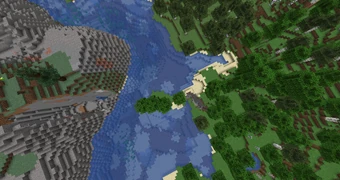 Two canyons open to the sky that generated next to each other, with a river biome between them.