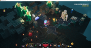 An ancient hunt door at the end of a path in the exclusive spider cave level.