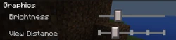 The brightness and view distance sliders.