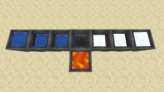 How cauldrons look with the three different levels of water in them (and empty for comparison).