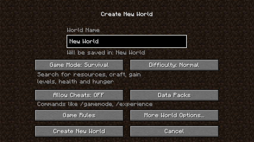 Create New World Official Minecraft Wiki