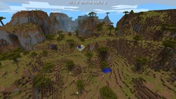 As montanhas de savana antigamente na Edição Bedrock.