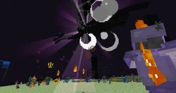 Fighting the enderdragon in super hostile mode.
