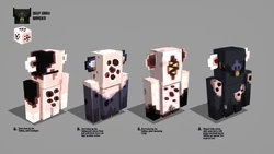 Conceitos iniciais do defensor, tendo o branco como cor principal com sculk referido como hollowed.