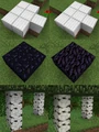 The first image of new textures for iron blocks, obsidian, and birch logs compared to the old ones.