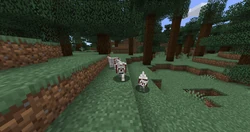 Three tamed wolves following the player around.