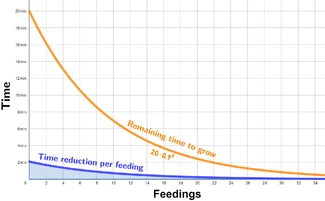 picture of two graphs showing grow time relationship of feedings to minutes