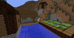 Cobblestone and spruce planks.