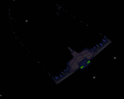 A phantom swooping down at a player at night leaving a trail of gray smoke.