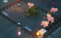 Pigs being attacked in a secret pen in the Lone Fortress.