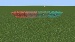 From left to right: Large Unoxidized Copper Chest, Large Exposed Copper Chest, Large Weathered Copper Chest, Large Oxidized Copper Chest