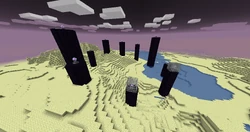 The End biome buffet world generated using Overworld terrain.