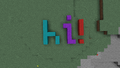 Hi-text from cyan, purple and red wool.