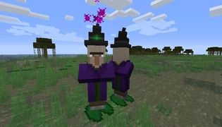 Witches standing on lilypads in a swamp.