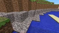 A shorter gravel beach before Java Edition Beta 1.8.