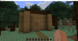 First image of stripped logs in Bedrock Edition.