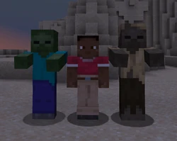 Player, zombie and husk size comparison.