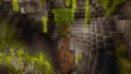 An azalea tree growing underground in the lush caves biome.