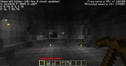 A circular cave room with many exits.
