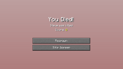 The death screen in Survival Mode