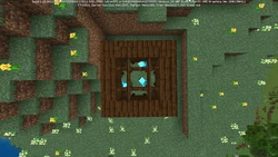 Top down view of some allays trapped in an outpost cage.