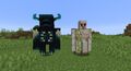 The iron golem and warden next to each other.[43]