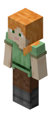 An upcoming version of the alternate default player skin, "Alex", using slim arms, as it appears in-game.