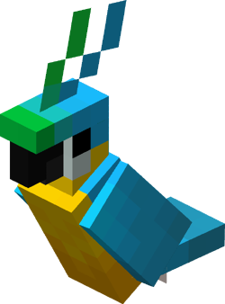A sitting cyan parrot.
