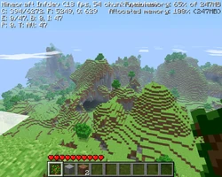 A view over mountainous terrain.