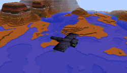 A phantom flying high in the air, using its model and texture from 18w07a. The smoke particles beside each of its wings can be seen.