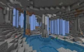 Large amounts of naturally generated packed ice in a cave system.