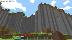 A cliff generated in this version, showing the ore generation.