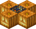 A blaze spawner disabled with four Jack o'lanterns.